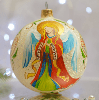 Новогодний шар на елку Santa Shop Рождественский ангел Молочный 10 см 4820001112511