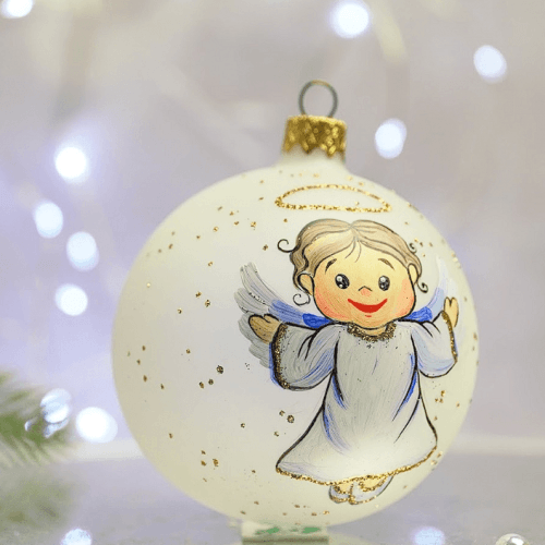 Новогодний шар на елку Santa Shop Ангелики-діти Благовісник Белый 8,5 см 4820001112535