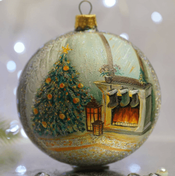 Новогодний шар на елку Santa Shop Новогодний камин Черный 10 см 4820001112573