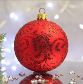 Новогодний шар на елку Santa Shop Снежная королева Узор Красный 8 см 4820001043129
