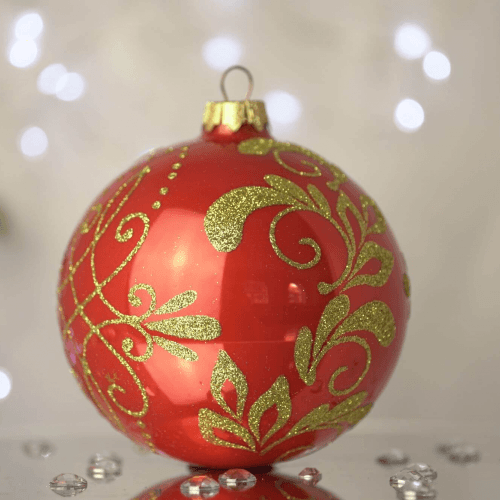 Новогодний шар на елку Santa Shop Рождественский сонет Красный 10 см 7806723228362
