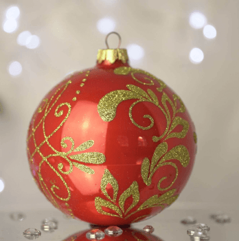 Новогодний шар на елку Santa Shop Рождественский сонет Красный 10 см 7806723228362