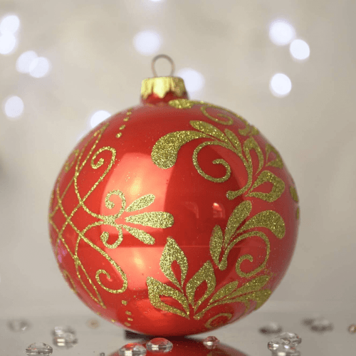 Новогодний шар на елку Santa Shop Рождественский сонет Красный 10 см 7806723228362