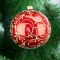 Новогодний шар на елку Santa Shop Новогодний узор Красный 10 см 4820001017625