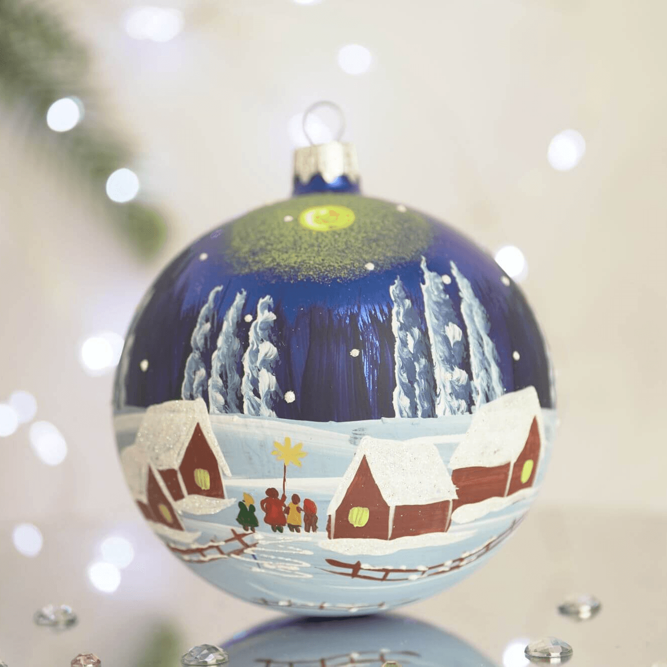 Новогодний шар на елку Santa Shop Колядники Синий 10 см 4820001022711 Новогодний шар на елку Santa Shop Колядники Синий 10 см 4820001022711