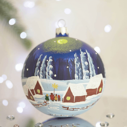 Новогодний шар на елку Santa Shop Колядники Синий 10 см 4820001022711