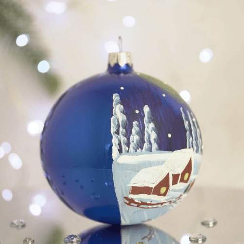 Новогодний шар на елку Santa Shop Колядники Синий 10 см 4820001022711