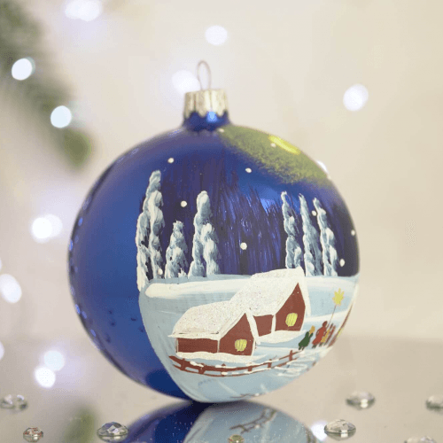 Новогодний шар на елку Santa Shop Колядники Синий 10 см 4820001022711