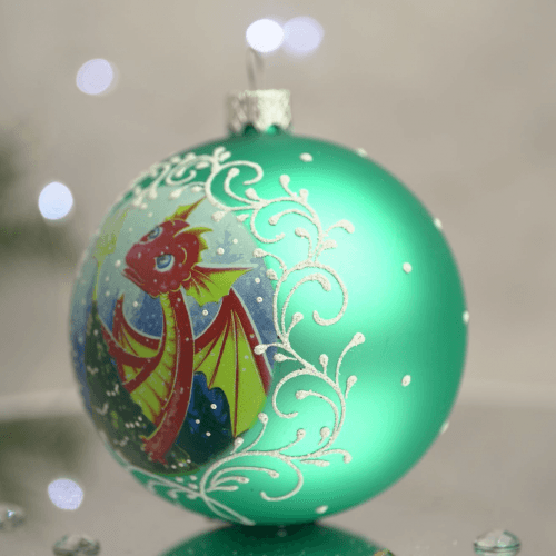 Новогодний шар на елку Santa Shop Дракон - Мечтатель Бирюзовый 8,5 см  4820001152678