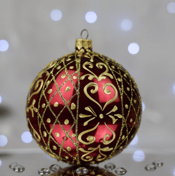 Новогодний шар на елку Santa Shop Святковий візерунок Бордовый 10 см 7806723228423