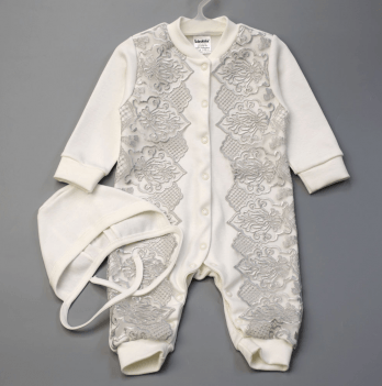 Комплект одежды для крещения Interkids Принц в серебре 0 - 9 мес Интерлок Молочный 6205