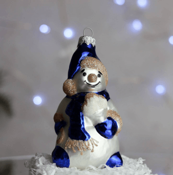 Елочная игрушка Santa Shop Сніговик з морозивом Синий 12 см 4820001155525