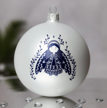 Новогодний шар на елку Santa Shop Янголи поруч Дівчинка Белый 10 см 4820001178937