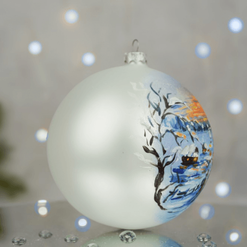 Новогодний шар на елку Santa Shop Різдвяні колядники Белый 12 см 4820001179873