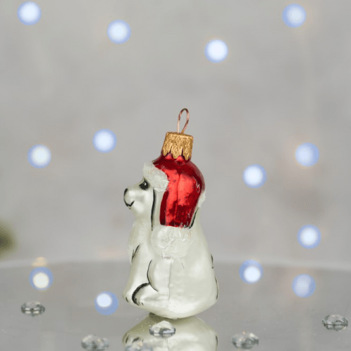 Елочная игрушка Santa Shop Святковий песик Белый/Красный 10 см 4820001180121