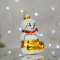 Елочная игрушка Santa Shop Песик в чобітку Белый/Золотой 8 см 4820001180251