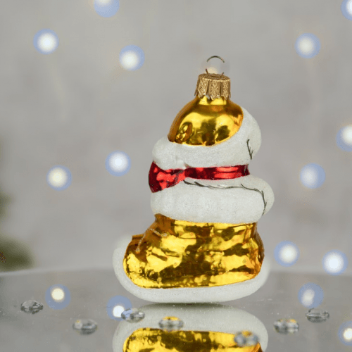 Елочная игрушка Santa Shop Песик в чобітку Белый/Золотой 8 см 4820001180251