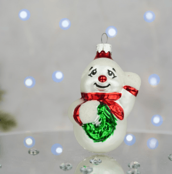 Елочная игрушка Santa Shop Сніговик з вінком Красный 8 см 4820001180244