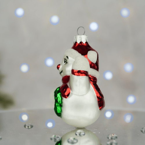 Елочная игрушка Santa Shop Сніговик з вінком Красный 8 см 4820001180244