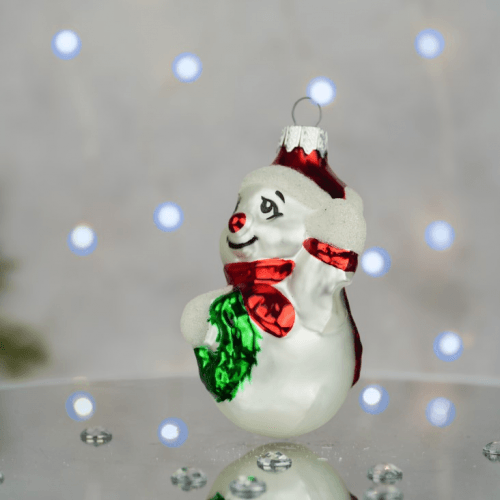 Елочная игрушка Santa Shop Сніговик з вінком Красный 8 см 4820001180244