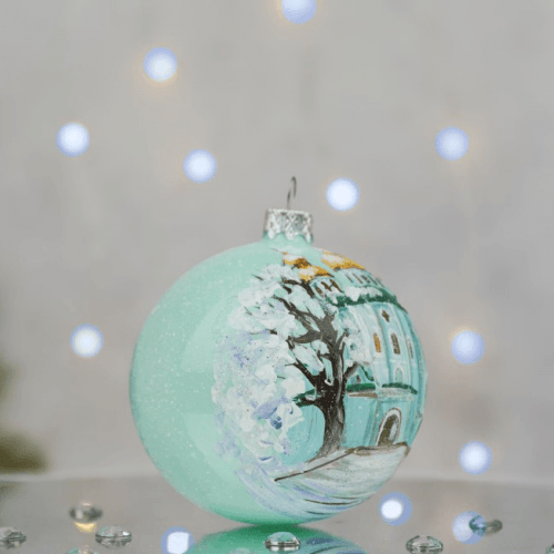 Новогодний шар на елку Santa Shop Києво-печерська лавра Ментоловый 10 см 4820001180367