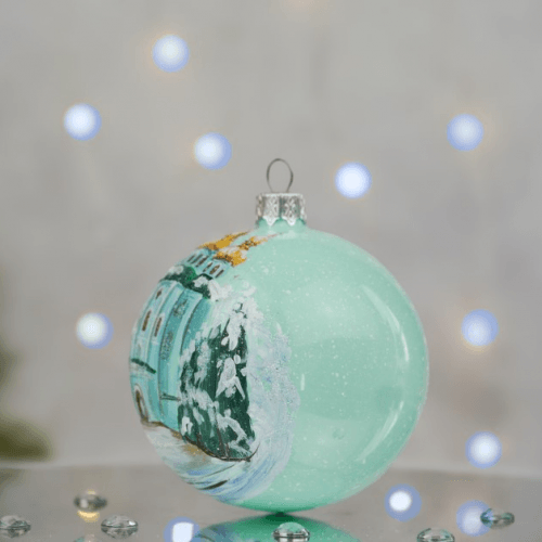 Новогодний шар на елку Santa Shop Києво-печерська лавра Ментоловый 10 см 4820001180367