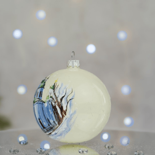 Новогодний шар на елку Santa Shop Кирилівська церква Молочный 10 см 4820001180374