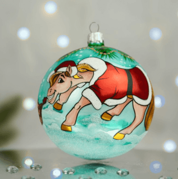 Новогодний шар на елку Santa Shop Символ года 2026 Під ялинкою Бирюзовый 10 см 4820001180398