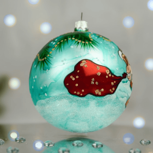 Новогодний шар на елку Santa Shop Символ года 2026 Під ялинкою Бирюзовый 10 см 4820001180398