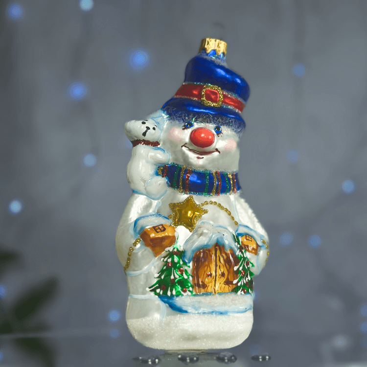 Елочная игрушка Santa Shop Сніговик Белый/Голубой 10 см 4820001179552 Елочная игрушка Santa Shop Сніговик Белый/Голубой 10 см 4820001179552