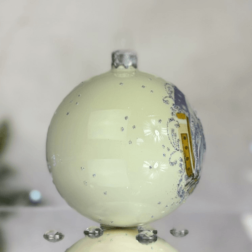 Новогодний шар на елку Santa Shop Символ года 2026 Сніжний кінь Молочный 8,5 см 4820001180527