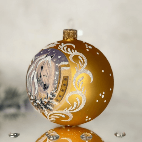 Новогодний шар на елку Santa Shop Символ года 2026 Сніжний кінь Золотой 8,5 см 4820001234053