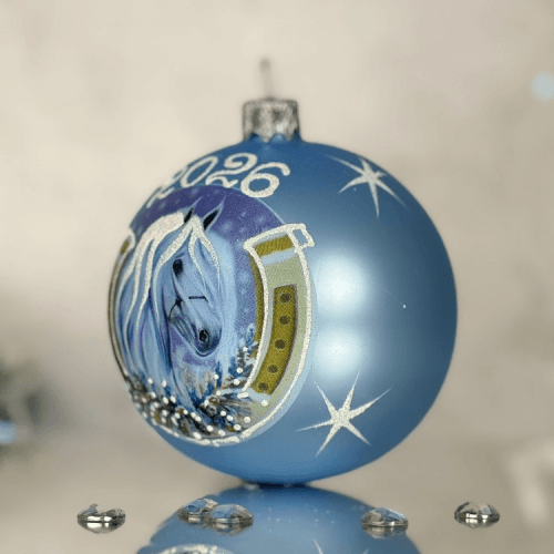 Новогодний шар на елку Santa Shop Символ года 2026 Сніжний кінь Голубой 8,5 см 4820001234060