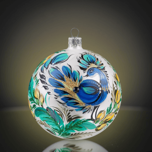 Елочная игрушка набор 3 шт Rizdviani Istorii Украинские истории Петриківка Казковий Синий 10 см 4820001179767