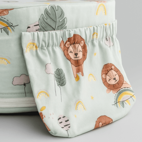 Сменный чехол на ортопедическую подушку для кормления двойни Feeding Pillow Twin Львы на мятном 147-56-3