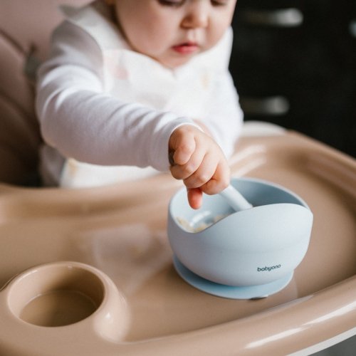Детская тарелка на присоске BabyOno 6+ мес Силикон Голубой 1481/01