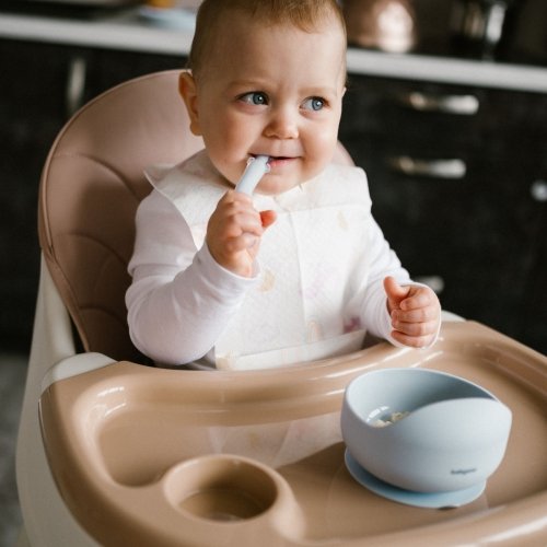 Детская тарелка на присоске BabyOno 6+ мес Силикон Голубой 1481/01