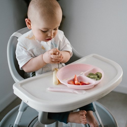 Детская секционная тарелка на присоске BabyOno 6+ мес Силикон Розовый 1482/02