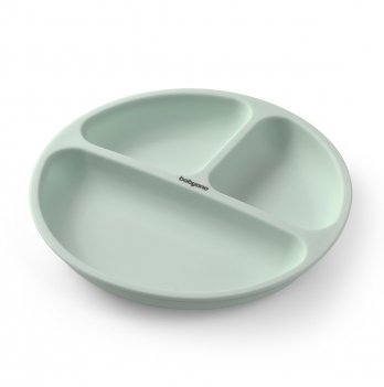 Детская секционная тарелка на присоске BabyOno 6+ мес Силикон Зеленый 1482/03