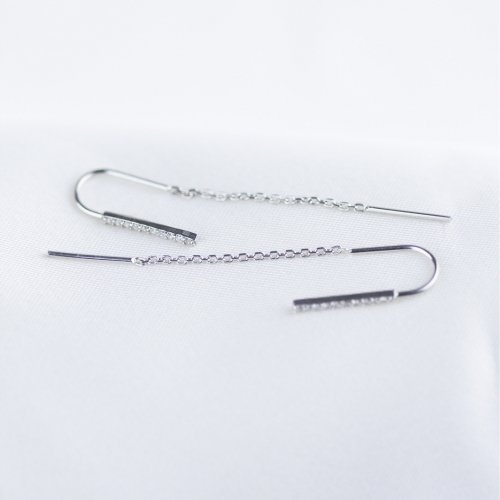 Серебряные сережки UMAX с цепочкой и фианитами 20587