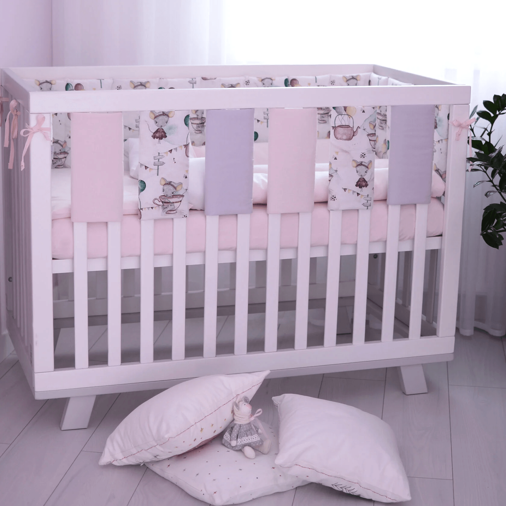 Фенс бамперы на кроватку Veres Mouse Розовый 6 шт 154.03.03