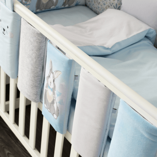 Фенс бамперы на кроватку Veres Summer Bunny blue Голубой 6 шт 154.05.10