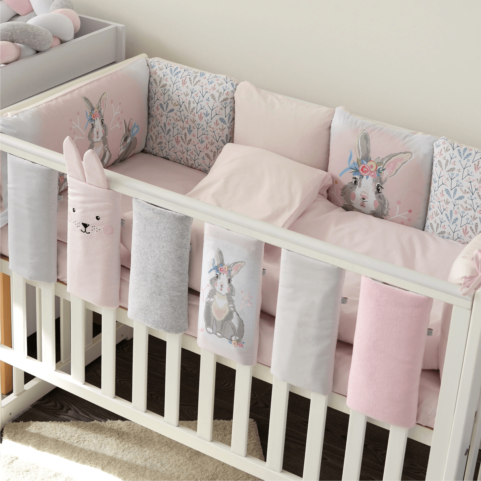 Фенс бамперы на кроватку Veres Summer Bunny pink Розовый 6 шт 154.05.11