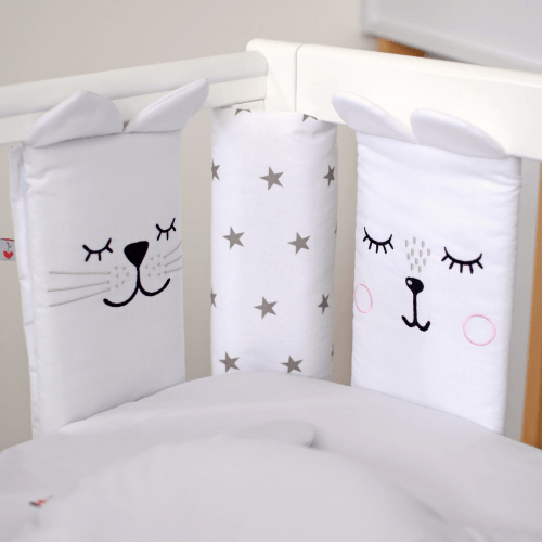 Фенс бамперы на кроватку Veres Универсальный Серый/Белый 6 шт 154.05.15