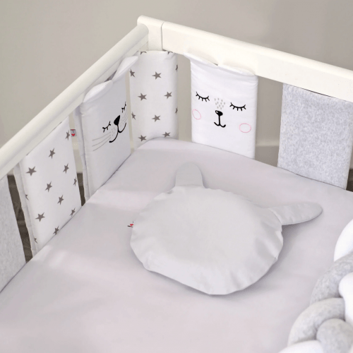 Фенс бамперы на кроватку Veres Универсальный Серый/Белый 6 шт 154.05.15