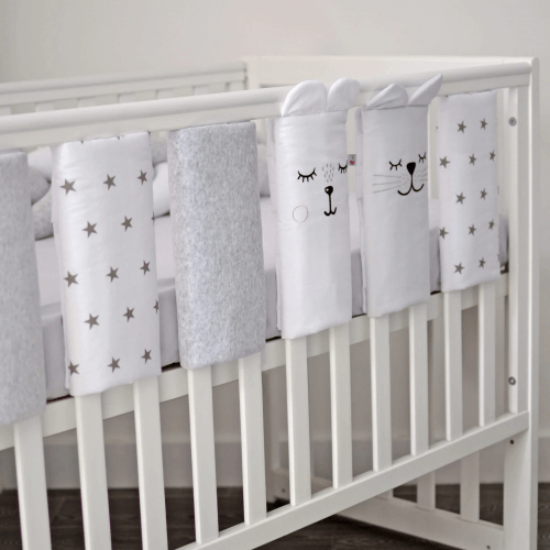 Фенс бамперы на кроватку Veres Универсальный Серый/Белый 6 шт 154.05.15