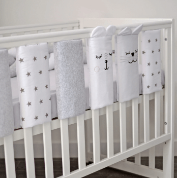 Фенс бамперы на кроватку Veres Универсальный Серый/Белый 6 шт 154.05.15