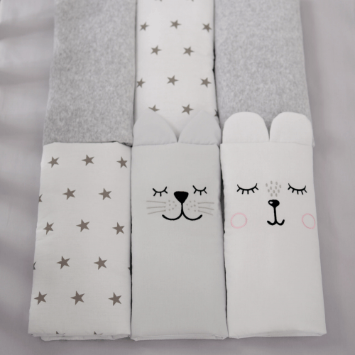 Фенс бамперы на кроватку Veres Универсальный Серый/Белый 6 шт 154.05.15