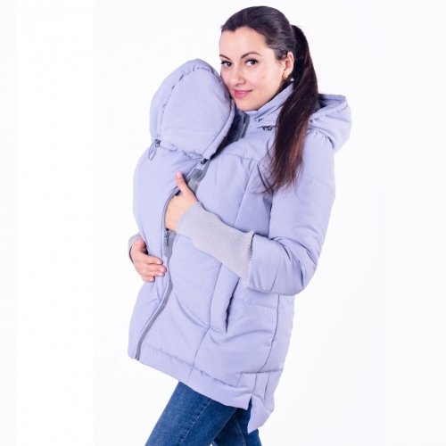 Слингокуртка демисезонная 3 в 1 для беременных и кормящих мам Lullababe, светло-серая Слингокуртка демисезонная 3 в 1 для беременных и кормящих мам Lullababe, светло-серая