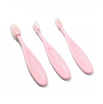 Первая зубная щетка BabyOno 3-18 месяцев набор 3 шт Розовый 550/01